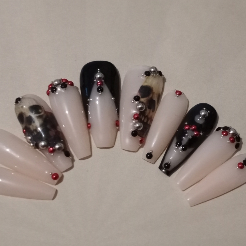 Skull Gothic Halloween luxury Press On Nails come in any shape and length pPN13